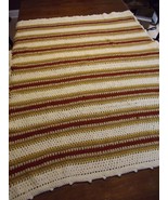 EARTH TONE Crochet Afghan GRANNY Handmade Vintage Throw Blanket 56&quot;x42&quot; ... - £14.53 GBP