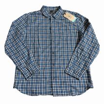Prana Men’s Los Feliz Flannel Button Up Shirt Sz L Blue Check Organic Co... - $39.55