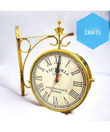 8” Full Brass Victoria Station Double Sided Station wall Clock Home &amp; Of... - £62.99 GBP