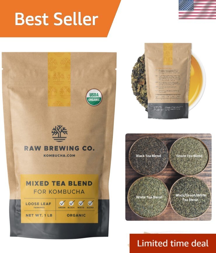 Organic Kombucha Brewing Blends - 1 Pound Black/Green/White Tea - 50 Gal... - $65.63