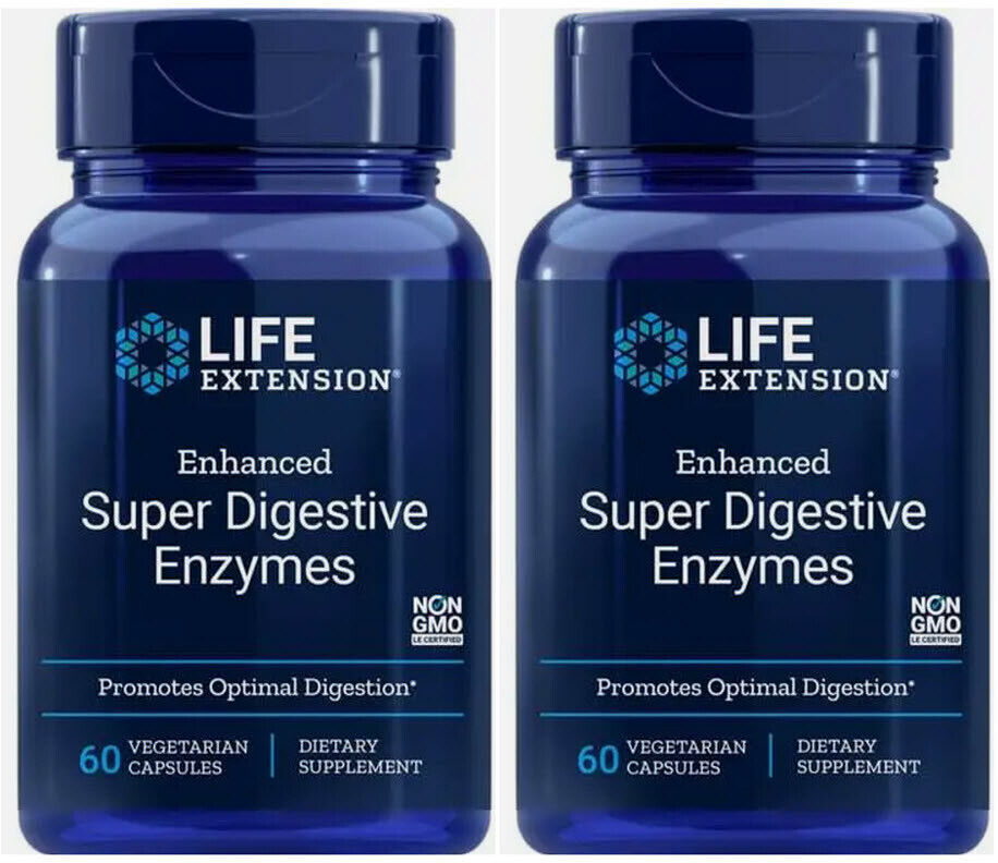 ENHANCED SUPER DIGESTIVE ENZYMES  2 BOTTLES 120 Capsule LIFE EXTENSION - £24.85 GBP