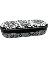Brighton Tin Metal Sunglasses Case Only Black and White Floral Design - $13.49