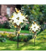 Solar Lighted Golden Cross Stake Gravesite Marker Cemetery Tombstone Dec... - $700.65 MXN