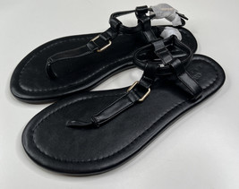 Asos design NWT fulfil hardware flat black size 7 flip flops sf14 - £14.61 GBP