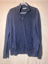 Calvin Klein Jeans Men&#39;s SZ L Blue Gray Zip Up Sweater Q22 - $14.84