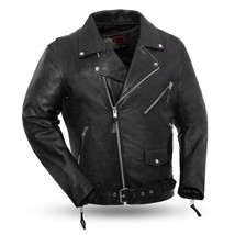 Men&#39;s Leather Fillmore 1.1-1.2mm Drum Dye Naked Cowhide Bike Jacket by F... - £215.32 GBP