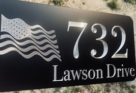 Engraved Personalized Custom US Flag House Home Number Street Address 6x12 Sign - £17.47 GBP