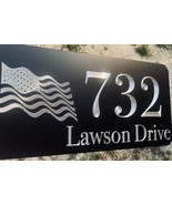 Engraved Personalized Custom US Flag House Home Number Street Address 6x... - £17.13 GBP