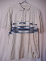 Size L short sleeve polo style shirt 100% cotton grey with blue green st... - $223.01 MXN