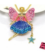 Betsey Johnson Necklace Pink Blue Ballerina Angel - $14.36