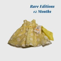 Rare Editions Floral Embroidered Organza Dress-Yellow - £44.02 GBP
