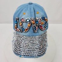 Vintage LOVE Distressed Bling Hat Cap Love w/ Rhinestones Beads Sequins ... - $19.43