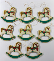 Vintage Lot 8 Rocking Horse Cardboard Christmas Ornaments - $22.76