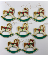 Vintage Lot 8 Rocking Horse Cardboard Christmas Ornaments - $22.76