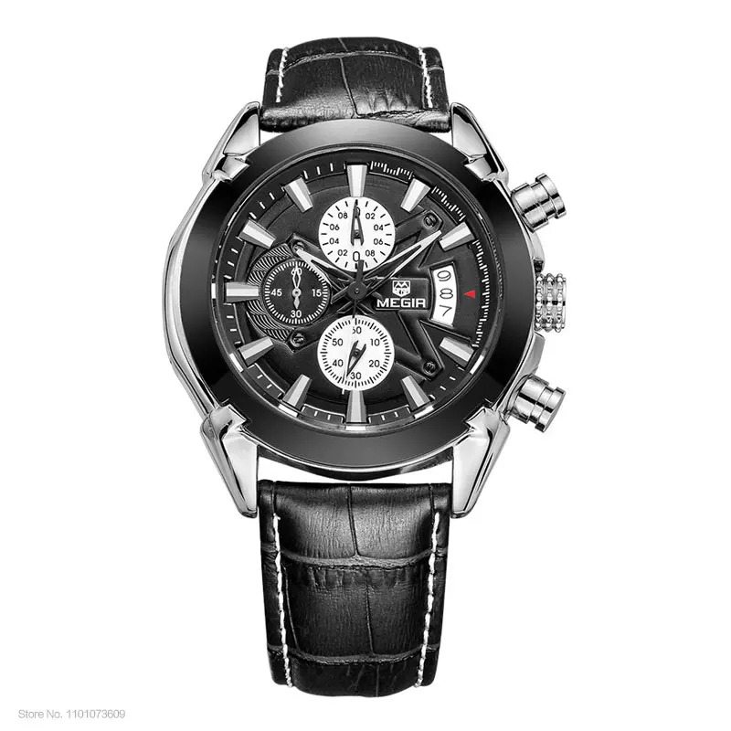 Megir Leather Watch Men 2019   Watch   Waterproof  reloj  masculino 2020 - £101.51 GBP