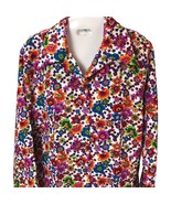 Vtg Top Lanie J California Bright Floral 60s Polyester Blouse Tunic M/L ... - £23.34 GBP