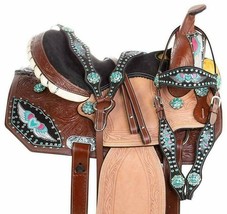 Neues Premium/Leder Western Barrel Racing Horse Saddle Tack Set / Alle G... - £407.10 GBP