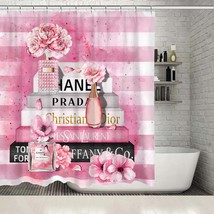 Fashion Shower Curtain, Pink &amp; Black Luxury Shower Curtains Girly Floral... - £27.12 GBP