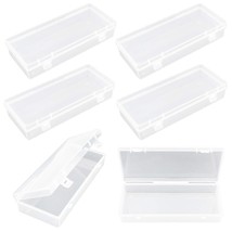 6 Pack Rectangular Clear Plastic Storage Containers Box With Hinged Lid For Bead - £22.48 GBP