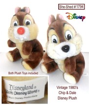 Chip n Dale Vintage 9&quot; Plush Chipmunk Disneyland Walt Disney World Vintage Toy - £15.65 GBP