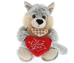 Sitting Wolf I Love You Valentines Plush Super Soft Plush - £31.38 GBP