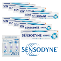 Sensodyne Toothpaste Complete Protection 3.4 Oz x 12 Packs Free 3 x Toothbrush - £100.61 GBP