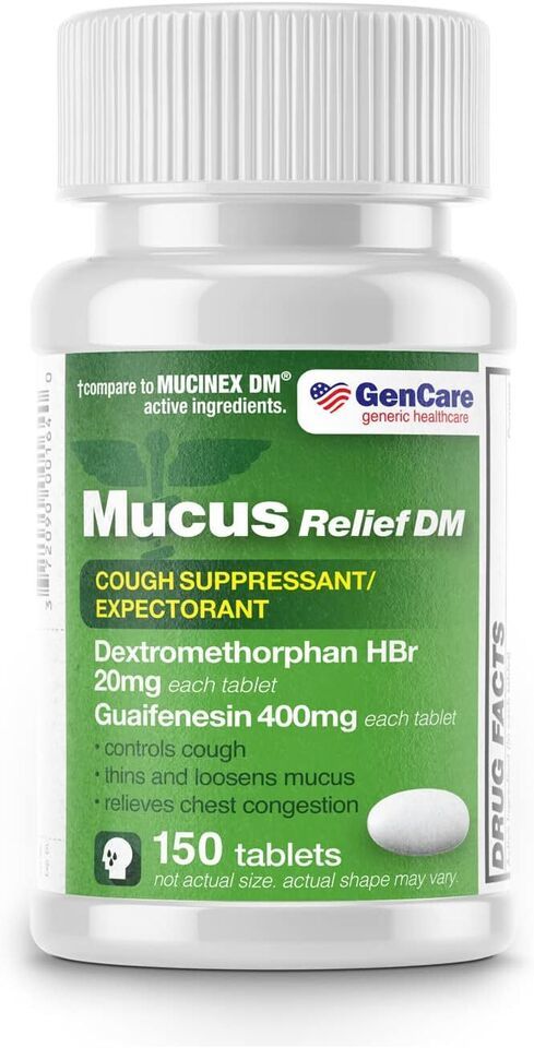 GenCare - Mucus Relief DM (150 Count Value Bottle) Dextromethorphan HBr 20mg - £13.14 GBP