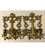 Pair of Solid Brass Wall Sconces Double Arm Candle Holder 11 1/4&quot; x 8” - $65.41