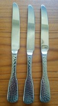 Lot of 3 The Cellar CLF9 Dinner Knives 9 1/4” Hammered Stainless Flatware - £13.23 GBP