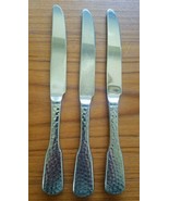 Lot of 3 The Cellar CLF9 Dinner Knives 9 1/4” Hammered Stainless Flatware - £12.63 GBP