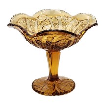 Daisy &amp; Button Crimped Tall Compote Amber Imperial Glass Ohio 7&quot; Tall VT... - $39.99