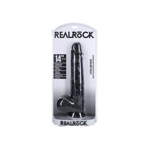 Realrock Extra Long Realistic Dildo With Balls 14&quot; Black - £71.80 GBP