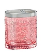 Pioneer Woman ~ Embossed ~ AMELIA ~ CORAL ~ Glass ~ Toothbrush Holder - $32.07 CAD