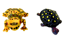 Set of  Frog &amp; Turtle Figurines Aquarium Curio 3 inch Cute Wildlife - £5.53 GBP