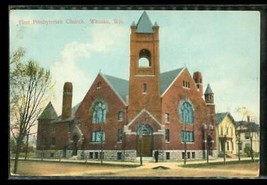 Vintage Paper Postcard First Presbyterian Church Wausau Wisconsin 1909 Cancel - $12.86