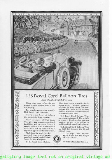 1924 U.S. Royal Tires 5 Vintage Magazine Print Ads - $4.50