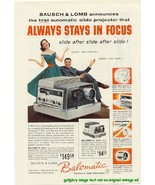 1957 Bausch & Lomb Balomatic Slide Projector Vintage Ad - $5.85