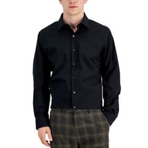 Alfani Men&#39;s Slim Fit Stain Resistant Dress Shirt Deep Black-L 16-16.5 3... - $19.99