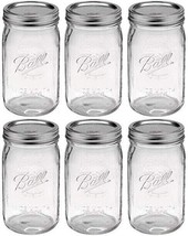 Ball 1440096273 Glass Mason Jar with Lid &amp; Band, Wide Mouth, 32 oz (6-PACK) - £21.75 GBP