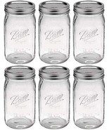 Ball 1440096273 Glass Mason Jar with Lid &amp; Band, Wide Mouth, 32 oz (6-PACK) - £21.88 GBP