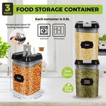 Airtight Food Storage Containers Set PK3 X 0.8L Plastic Multi size Storage Jar - £14.77 GBP