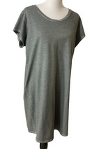 Women&#39;s T-shirt Dress Size M Solid Gray Orvis Short Sleeves Comfort Lightweight - £14.83 GBP