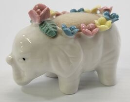 *B4) Vintage 1930&#39;s Porcelain Elephant Floral Sewing Pin Cushion Figurine - €17,01 EUR