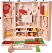 43 Pcs Kids Tool Box Wooden Toys Set, Kids Tool Kits, Boy Gift Learning Pretend - £28.85 GBP