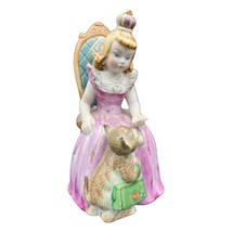 Vintage Shafford Bisque Porcelain Figurine Princess with Cat 7.5&quot; - $49.48