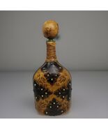 Vtg Liquor Decanter Leather Covered Bottle Gothic Studded Stopper Glass ... - €37,82 EUR