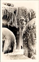 NY Giant Icicles and Rock of Ages Niagara Falls New York Real Photo Postcard Y4 - £15.95 GBP