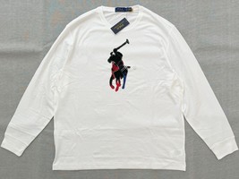 Polo Ralph Lauren Mens XL White Plaid Patchwork Horse Pony Long Sleeve T... - £37.96 GBP