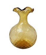 8&quot; tall Oval Shaped Amber Vase, Ruffled edge, Floral vase with 1.25 inch... - £18.51 GBP