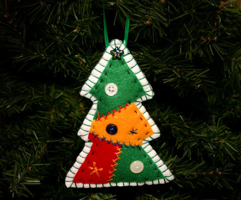 Handcrafted Country Patchwork Christmas Tree Ornament - $8.00